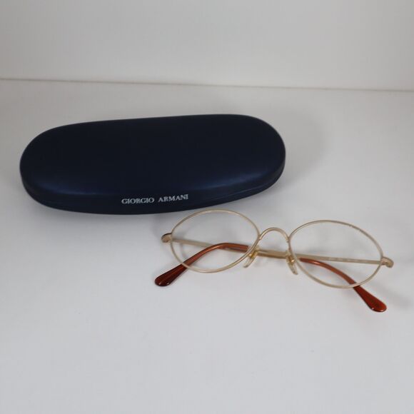 Vintage Giorgio Armani 221 703 Gold Round Eyeglasses Frames 50-16-135mm - Picture 1 of 16